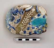 Fragment with partial figural design, Saljuq period, early 13th century. Creator: Unknown