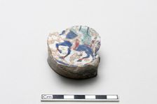 Fragment with partial image of a rider, Saljuq period, early 13th century. Creator: Unknown