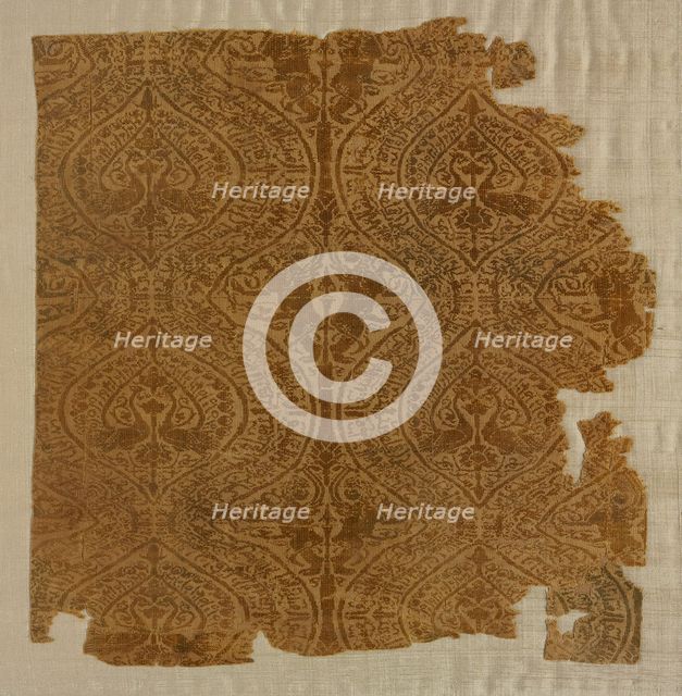 Fragment with peacocks in ogival pattern, 1175-1225. Creator: Unknown.