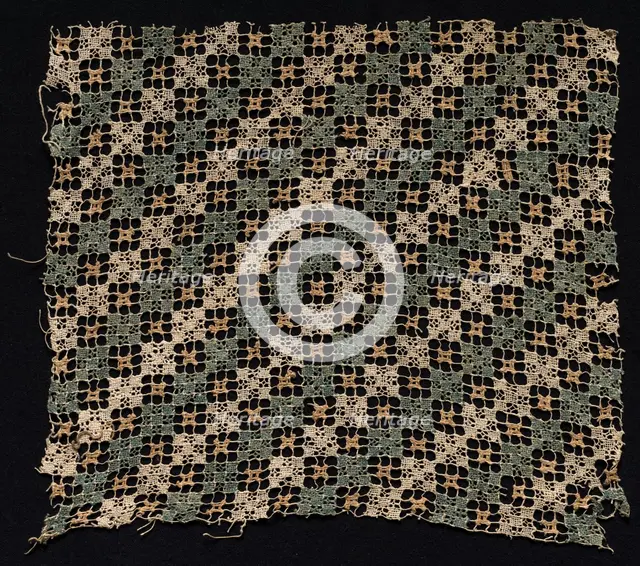 Fragment with Repeated Square Pattern, 1500s-1600s. Creator: Unknown.
