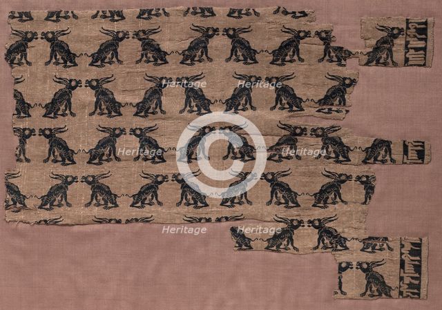 Fragment with Rows of Confronted Rabbits, 900s. Creator: Unknown.