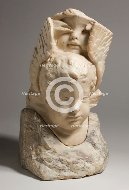 Fragment with Seraph Enframed by His Wings, c.1460. Creator: Circle of Desiderio Da Settignano.