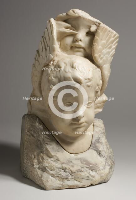 Fragment with Seraph Enframed by His Wings, c.1460. Creator: Circle of Desiderio Da Settignano.