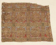 Fragment with stars in stacked squares, from a dalmatic of San Valero, 1200s. Creator: Unknown