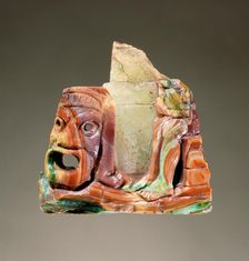Fragmentary cameo sculpture with a theatrical mask and seated figure, 2nd century A.D. Creator: Unknown
