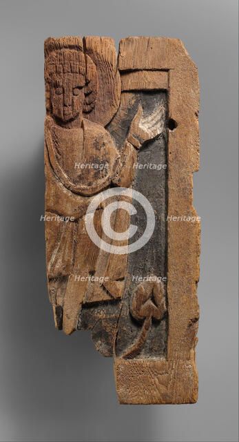 Fragmentary Carved Panel with a Saint, Egypt, 6th-7th century. Creator: Unknown.