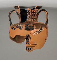 Fragmentary Attic Black-Figure Neck Amphora (comprised of 34 fragments), about 510 BC. Creator: Unknown