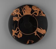 Fragmentary Attic Red-Figure Kylix, about 510 BC. Creator: Oltos