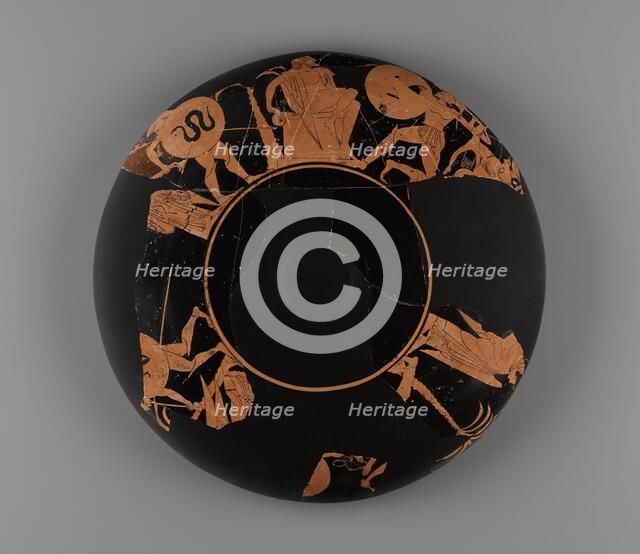 Fragmentary Attic Red-Figure Kylix, about 510 BC. Creator: Oltos.