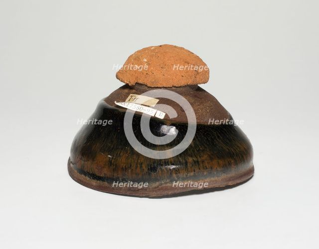 Fragmentary Bowl, with clay firing cushion, Song dynasty (960-1279), 12th/13th century. Creator: Unknown.