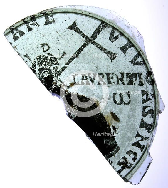 Fragmentary Bowl Base with Saint Lawrence, Byzantine, 5th century. Creator: Unknown.