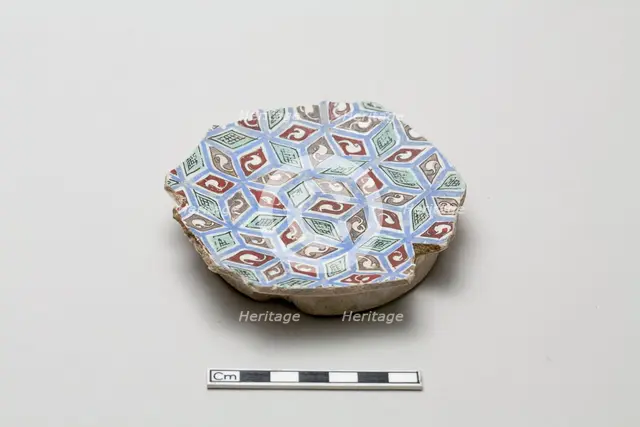 Fragmentary base of a bowl with with abstracted all-over design, early 13th century. Creator: Unknown.