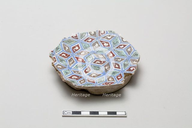 Fragmentary base of a bowl with with abstracted all-over design, early 13th century. Creator: Unknown.