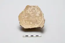 Fragmentary base of a bowl with image of a rider, early 13th century. Creator: Unknown