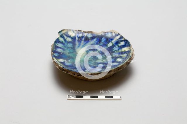 Fragmentary base of a bowl with image of running rabbit, late 13th century. Creator: Unknown.