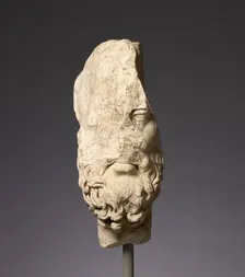 Fragmentary Head of Epikouros Worked for Insertion in a Bust, A.D. 100-150. Creator: Unknown