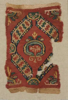 Fragmentary Ornament from a Tunic with Lozenges and Medallions, mid 700s - mid 800s. Creator: Unknown