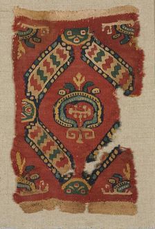 Fragmentary Ornament from a Tunic with Lozenges and Medallions, mid 700s - mid 800s. Creator: Unknown