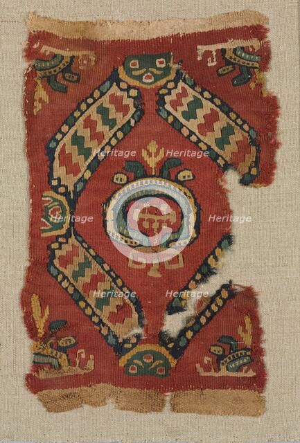 Fragmentary Ornament from a Tunic with Lozenges and Medallions, mid 700s - mid 800s. Creator: Unknown.