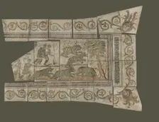 Fragmentary Mosaic Floor with Bear Hunt, 4th century A.D. Creator: Unknown