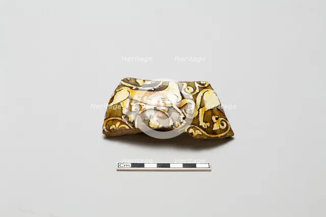 Fragmentary side of a vessel with animal designs, Saljuq period, ca. 1200. Creator: Unknown.