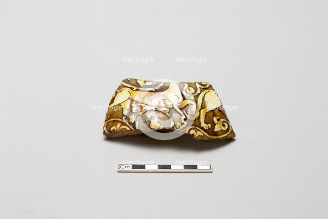Fragmentary side of a vessel with animal designs, Saljuq period, ca. 1200. Creator: Unknown.