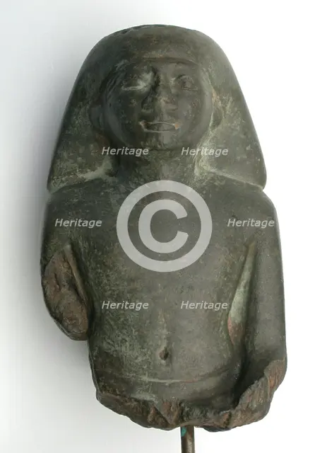 Fragmentary Statue: Bust of a Seated Man, Egypt, Late Period, Dynasty 26 (664-525 BCE). Creator: Unknown.