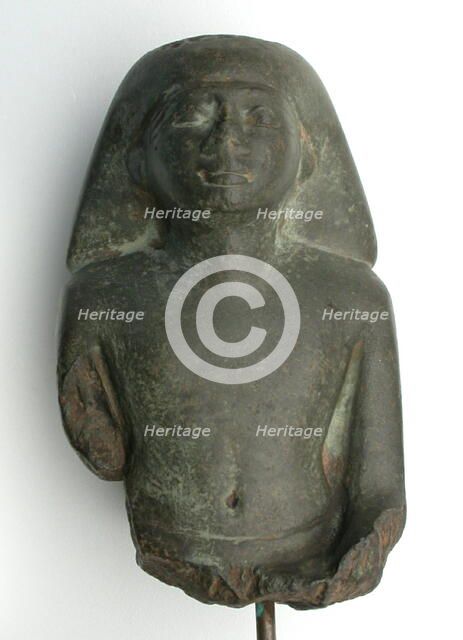 Fragmentary Statue: Bust of a Seated Man, Egypt, Late Period, Dynasty 26 (664-525 BCE). Creator: Unknown.