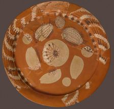 Fragmentary Platter with Fish and Rosettes, Coptic, 500-700, modern restoration. Creator: Unknown