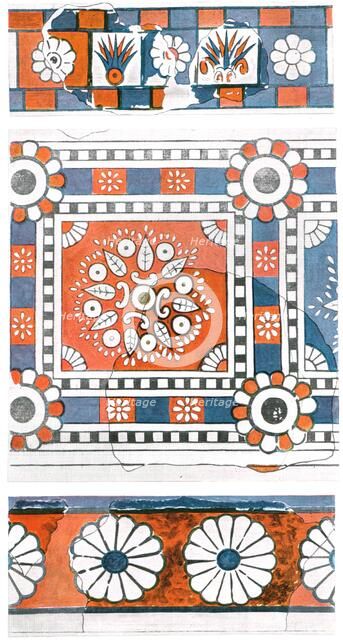 Fragments of mural paintings, palace of Tukulti-Ninurta I, Kar-Tukulti-Ninurta, Assyria, (1928). Creator: Unknown.