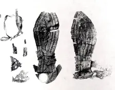 Fragments of a Pair of Sandals, Coptic, 4th century. Creator: Unknown