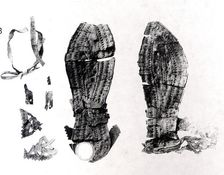 Fragments of a Pair of Sandals, Coptic, 4th century. Creator: Unknown