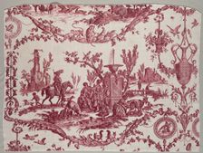 Fragments of Copperplate Printed Cotton, c. 1789. Creator: Christophe Philippe Oberkampf (French, 1738-1815), firm of ; Jean-Baptiste Marie Hüet (French, 1745-1811)