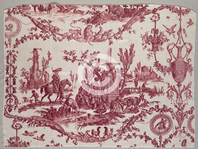 Fragments of Copperplate Printed Cotton, c. 1789. Creator: Christophe Philippe Oberkampf (French, 1738-1815), firm of ; Jean-Baptiste Marie Hüet (French, 1745-1811).