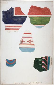 Fragments of Roman stucco, found in Lombard Street, City of London, in 1785. Artist: Anon
