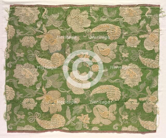 Fragments of Silk Textile, 18th century. Creator: Unknown.