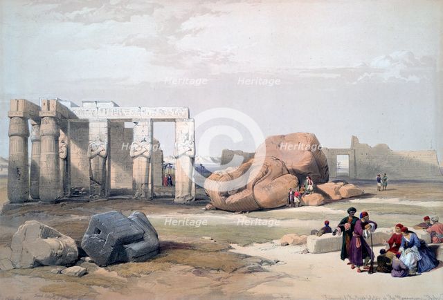 'Fragments of the Great Colossi, at the Memnonium', 19th century. Artist: David Roberts