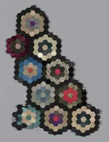 Fragments from Bedcover (Mosaic or Honeycomb Quilt), United States, 1876. Creator: Unknown