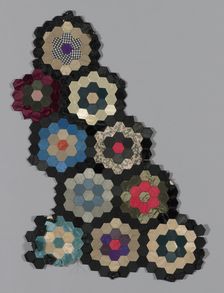 Fragments from Bedcover (Mosaic or Honeycomb Quilt), United States, 1876. Creator: Unknown