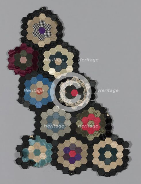 Fragments from Bedcover (Mosaic or Honeycomb Quilt), United States, 1876. Creator: Unknown.