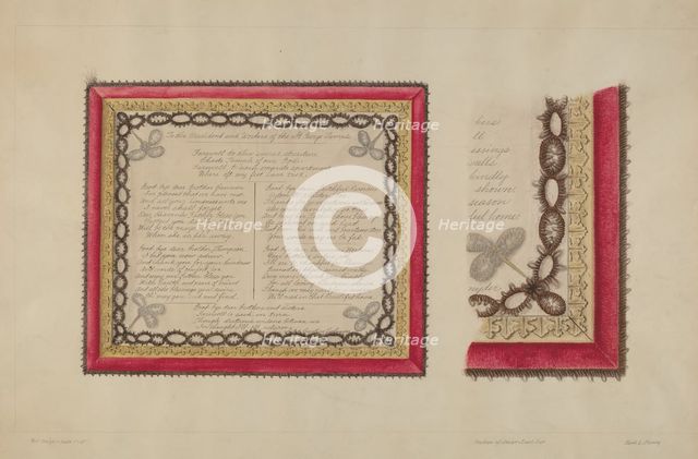 Frame of Hair Flowers, c. 1938. Creator: Clyde L. Cheney.