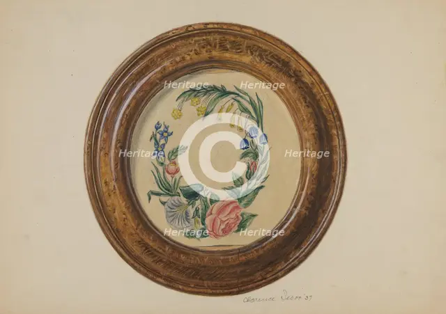 Framed Flower Painting, 1937. Creator: Clarence Secor.