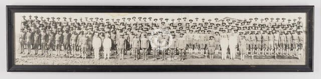 Framed panoramic photograph of M Company, 365th Infantry, 183d Brigade, 1917-1919. Creator: Unknown.