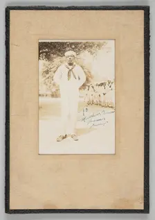 Framed photograph of an unidentified WWI sailor, 1917-1918. Creator: Unknown