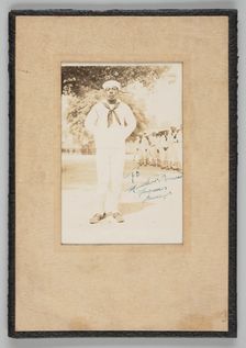Framed photograph of an unidentified WWI sailor, 1917-1918. Creator: Unknown