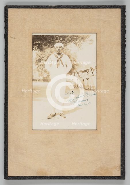 Framed photograph of an unidentified WWI sailor, 1917-1918. Creator: Unknown.