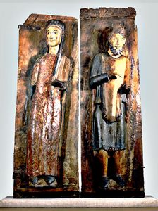 Frames of a polyptych with the Virgin of the Annunciation and a King of the Epiphany, from Sant M…