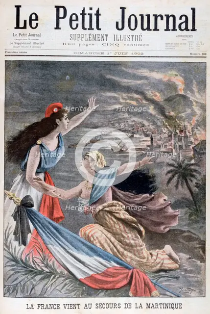 France assists Martinique, 1902. Artist: Unknown