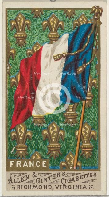 France, from Flags of All Nations, Series 1 (N9) for Allen & Ginter Cigarettes Brands, 1887. Creator: Allen & Ginter.
