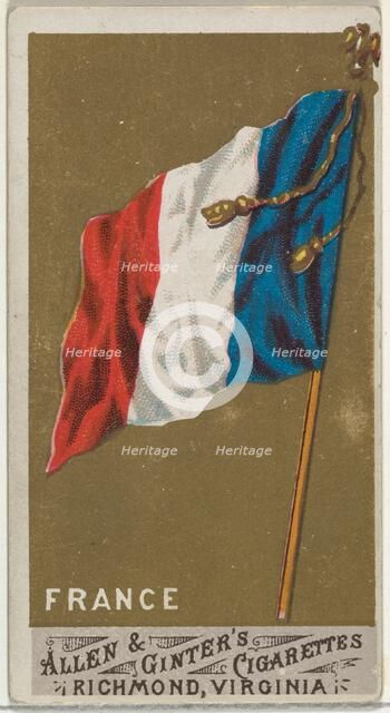 France, from Flags of All Nations, Series 1 (N9) for Allen & Ginter Cigarettes Brands, 1887. Creator: Allen & Ginter.